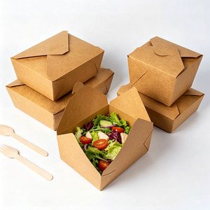 Boîte d'emballage alimentaire en papier kraft robuste, conteneur alimentaire <span class=keywords><strong>à</strong></span> emporter, barquettes alimentaires en papier, boîtes <span class=keywords><strong>à</strong></span> emporter pour restaurant, restauration, pique-nique - Product Image 1