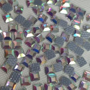 ZK Crystal AB Carré 3x3mm Diamant Forme Dos Plat Strass Manucure - Product Image 2