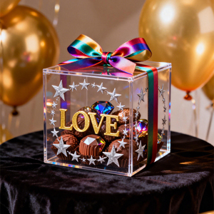 Caja de Regalo Cuadrada de Acrílico Transparente Pulido Multiusos, Caja de Almacenamiento de Acrílico Transparente para Regalos - Product Image 1