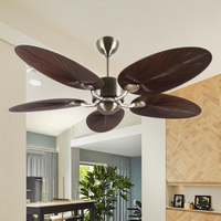 Ventilateur de plafond électrique 220V pour la maison, style nordique, pour salon et hôtel, pales en plastique ABS, feuilles tropicales, 5 pales, télécommande