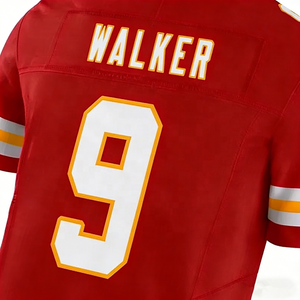 Maillots de football pour hommes Kansas City Kenneth Walker III 9, nouvelle arrivée, maillot de football américain cousu, rouge et blanc - Product Image 6