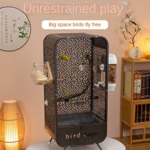 <span class=keywords><strong>Cage</strong></span> pour perroquet en fil de fer carré extra large avec barres horizontales-Manoir à plusieurs étages pour calopsitte, gris africain, ara - Product Image 2