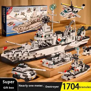 Set de Construcción de Barcos de Guerra Multimodo de 1704 Piezas - Buque Naval con Aviones, Vehículo y 3 Figuras - Product Image 2