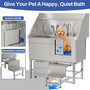 Bañera para perros de acero inoxidable de 50 pulgadas con puertas izquierda y derecha, <span class=keywords><strong>escaleras</strong></span>, <span class=keywords><strong>piscina</strong></span> grande ecológica para perros para un fácil aseo - Product Image 3