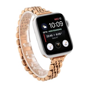 Correa <span class=keywords><strong>de</strong></span> reloj <span class=keywords><strong>de</strong></span> acero inoxidable delgada para <span class=keywords><strong>Apple</strong></span> <span class=keywords><strong>Watch</strong></span> Series 7 <span class=keywords><strong>6</strong></span> 5 4 3 2 1 correa <span class=keywords><strong>de</strong></span> reloj <span class=keywords><strong>de</strong></span> repuesto con siete cuentas - Product Image 3
