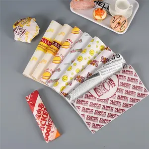 Burger Wrapper Wrapping Paper Deli Custom Fast Printed Food Wrapping Packaging Hamburger Wrapper Burger Wrap Greaseproof Sandwich Paper PE Food Package Virgin