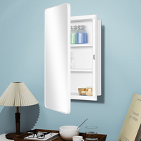 Armoire à pharmacie de salle de bain avec miroir mural, porte réversible à fermeture douce, facile à nettoyer, pré-assemblée, pour usage hôtelier