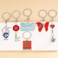 Porte-clés en alliage best-seller transfrontalier, style marocain, drapeau national, dessin animé, breloque de sac personnalisée de niche