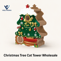 Arbre à chat de Noël en carton, plateforme d'escalade intérieure multi-niveaux, mobilier de grattage, vente en gros