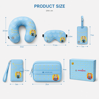 Set de Regalo de Viaje Infantil Personalizado con Dibujos Animados, que Incluye Almohada para el Cuello, Antifaz, Porta Pasaportes y Etiqueta para Equipaje