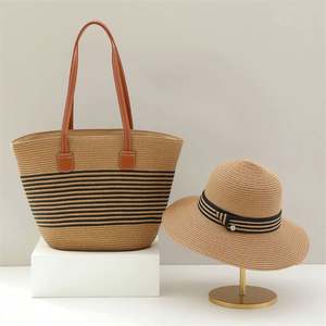 Conjunto de Bolso de Hombro y Sombrero de Paja Natural Unisex al por Mayor con Bordado a Mano, Casual, de Gran Capacidad, Ideal para Viajes y Esquí - Product Image 3