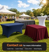 Housse de table promotionnelle sur mesure en spandex extensible, couleur unie, sans plis, pour stand d'exposition et de salon professionnel
