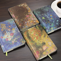 Carnet de notes rétro à couverture rigide en papier coloré à motifs floraux, format A5, style imprimé avec reliure thermique, 60 feuilles