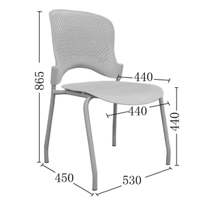 Chaise de conférence moderne en maille perforée avec accoudoirs fixes, assise en plastique, roulettes et pieds métalliques pour salle de réunion, école, bureau - Product Image 5