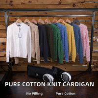 Kardigan Rajut Katun Murni Satu Warna Satu Ukuran Musim Dingin Kasual Anti-Pilling V-neck Rajutan Bunga Rami Besar Ekspor