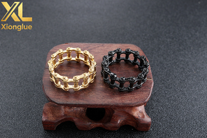 Chaîne unisexe style Hop Punk, largeur 12 mm, noire, plaquée or 10K et 18K, avec anneaux de moto, cadeaux tendance pour motards - Product Image 4