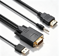 Cable Adaptador VGA Macho-Macho Chapado en Oro de 1.8m 1080P con Sincronización de Audio para Monitor de PC, Proyector y TV