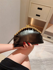 Nuova Borsa a Tracolla Vintage in Pelle PU <span class=keywords><strong>Nera</strong></span> per Donna, Piccola Clutch con Catena per Serate, Banchetti, Feste, Casual, Classica - Product Image 3