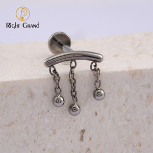 F136 anneau Labret en titane, Piercing, croix plate, haut fileté à l'intérieur, boucles d'oreilles, Cartilage, Tragus, bijoux - Product Image 3
