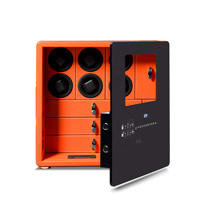 CEQSAFE 2020 Handmade Orange PU Leather Automatic Rotators Motor 3v DC Watch Winder