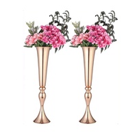 Vases trompettes en métal doré pour centre de table, supports à fleurs polyvalents et hauts en or pour centre de table