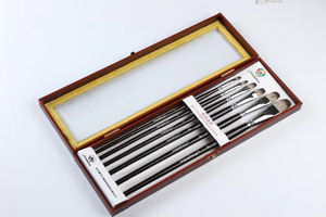 Arte cepillo-Super pelo de tejón mezcla Filbert artista cepillo para aceite acuarela acrílico aceite de mango largo artista pinceles - Product Image 4