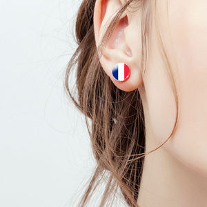 ต่างหูเม็ดเดี่ยวเรืองแสงรูปธงชาติโลกทำจากสแตนเลสต่างหูรูปโดมแก้วทรงกลมแบบเรียบง่ายสำหรับผู้ชายผู้หญิง - Product Image 4