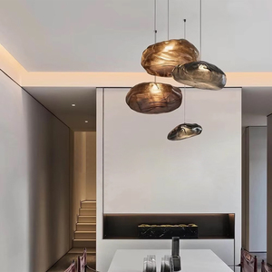 Lampada a Sospensione Pebble per Hall <span class=keywords><strong>di</strong></span> Hotel e Lounge, Stile Nordico Art Deco in Metallo, Alluminio e Vetro, LED, Vendita Diretta dalla Fabbrica, Lampada a Sospensione Pebble Scintillante - Product Image 2