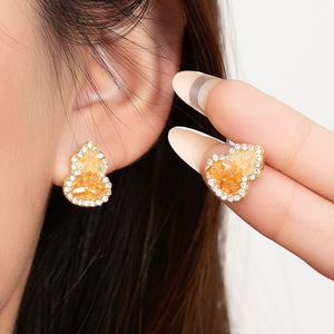 Hypoallergenic <b>Stud</b> <b>Earrings</b> Orange Gradient <b>Crystal</b> Gourd <b>Earrings</b> Women Trendy Micro Pave Zircon <b>Crystal</b> Gourd <b>Stud</b> <b>Earrings</b> - Product Image 2