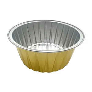 Contenitore monouso in alluminio per uso alimentare con bordo cerchiato foglio di alluminio rotondo teglie da forno modello di cottura per torte