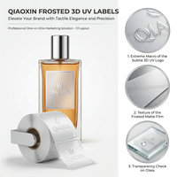 Autocollants transparents givrés de luxe avec logo UV en relief 3D - Étiquettes de bouteilles transparentes mates personnalisées pour les cosmétiques et les parfums