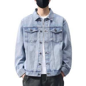 Chaqueta Bomber <span class=keywords><strong>de</strong></span> Mezclilla para Hombre, Estilo Retro, Negra, con Cuello Alto, Resistente al Viento, con Logotipo Frontal, Estilo Casual, para Primavera y Otoño, Ropa <span class=keywords><strong>de</strong></span> Trabajo - Product Image 3