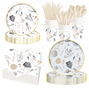 DAMAI - Artículos para Fiestas Infantiles con Temática Espacial, Artículos para Fiestas de Cumpleaños, Elementos del Sistema Solar, Vajilla Desechable, Servilletas de Papel, Vasos, Platos - Product Image 4