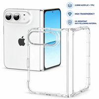 Coque transparente en TPU acrylique 2,0 mm pour iPhone Duo, anti-jaunissement, résistante aux UV, haute transparence, protection de la charnière