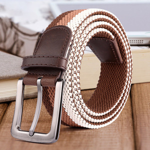 Fábrica al por mayor de encargo de los hombres de trenzado elástico tejido cinturón de golf para los pantalones vaqueros cinturón elástico con aleación para la hebilla - Product Image 4