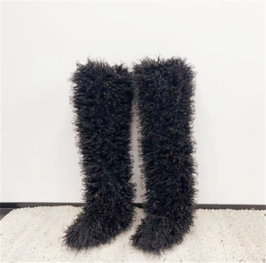 Kış lüks overboots çizmeler kadın yuvarlak ayak moğol kar kürk ayakkabı kadın - Product Image 3