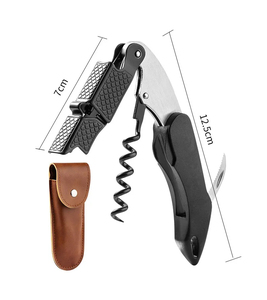 Kim loại đôi bản lề bồi bàn corkscrew rượu vang Key với Foil Cutter nạp đòn bẩy rượu vang mở chai Sharp micro-răng cưa dao - Product Image 2