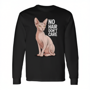 Camiseta de manga larga con estampado de gato Sphynx No Hair Don't Care - Product Image 2