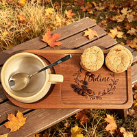 Plateau à café en bois gravé sur mesure, plateaux de cuisine en bois à double compartiment gravés personnalisés, plateaux de comptoir, plateau à bijoux