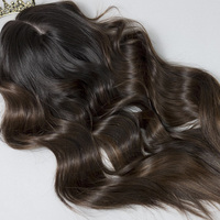 Toppers de cheveux humains européens de qualité supérieure pour femmes, couleur ombrée brun miel, 100% cheveux humains vierges, topper pour perte de cheveux chez la femme