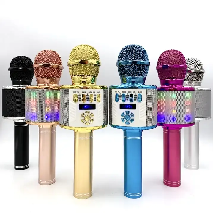 DS898 Karaoke-Mikrofon mit LED-Licht Drahtloser Bluetooth-Karaoke-Musik-Player Singing Recorder Handheld-Mikrofon