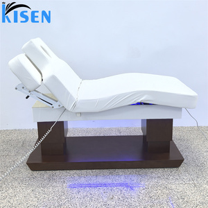 Kisen Luxury Salon 4 Motors Electric Beauty Bed With LED Lamp <b>Adjustable</b> <b>Leg</b> Back Lift Function Salon Massage <b>Table</b> Lash Tray - Product Image 5