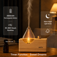 Diffuseur d'huiles essentielles en verre HIITII Premium avec base en bois artisanale pour l'aromathérapie, sans eau, sans fil, portable, extérieur, 20 ml