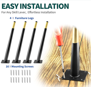 Patas de Metal cónicas oblicuas de 4-28 pulgadas, estilo de mediados de siglo, negro mate, dorado, sofá, mesa, silla, muebles - Product Image 3