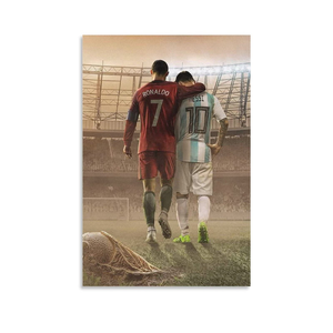 Poster di <span class=keywords><strong>Lionel</strong></span> <span class=keywords><strong>Messi</strong></span> e Cristiano Ronaldo, Stelle del Calcio, Stampe su Tela, Quadri per Decorazione Domestica, Arte da Parete con Cornice - Product Image 1