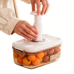 Round Kitchen Vegetables Fruits Storage Box Clear Plastic Vacuum Airtight Food Storage <b>Containers</b> With Lock Lid and Vacuum Pump - Product Image 3