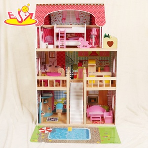 <span class=keywords><strong>Casa</strong></span> <span class=keywords><strong>de</strong></span> <span class=keywords><strong>muñecas</strong></span> <span class=keywords><strong>de</strong></span> madera <span class=keywords><strong>de</strong></span> tres pisos iluminada con LED rosa para niñas-Juego completo <span class=keywords><strong>de</strong></span> muebles con piscina <span class=keywords><strong>de</strong></span> jardín W06A333D - Product Image 3