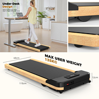 Tapis de marche intelligent en bois avec télécommande, tapis de marche pliable à structure en bois, tapis de marche à absorption des chocs pour usage domestique