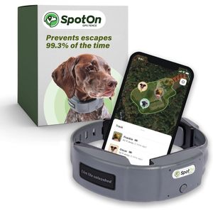 ปลอกคอสุนัขติดตามตำแหน่ง GPS SpotOn สีเทา ระบบติดตามแบบเรียลไทม์ สำหรับสุนัขพันธุ์ใหญ่ พร้อมบลูทูธ - Product Image 1