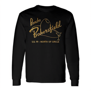 T-shirt à manches longues Rancho Bakersfield, design vintage rétro motel californien, col rond unisexe, promotionnel pour adultes - Product Image 3